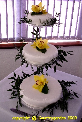 Wedding cake and orchids