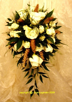 White rose and grasses bouquet WED 3