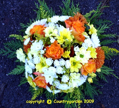 Orange yellow white posy R P29