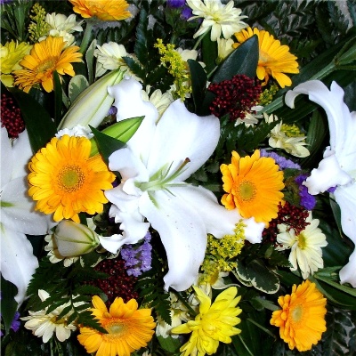 Yellow and white  faux bouquet F B21