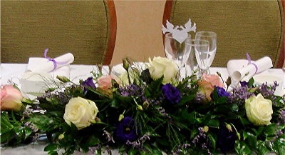 Pinks White & Purple Top Table