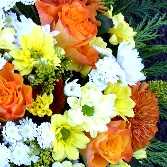 Orange yellow white posy R P29