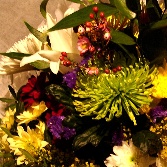 White Yellow & Purple Handtied bouquet. HT 2