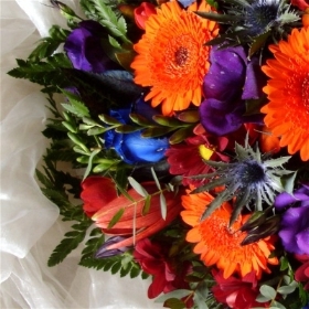 Bright Orange and Blue Posy